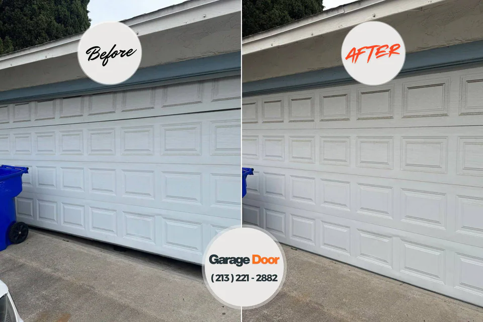 Before and after: garage door repair Shelburn, IN